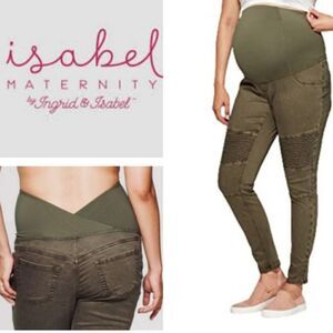 Isabel Maternity Green Moto Maternity Jeggings